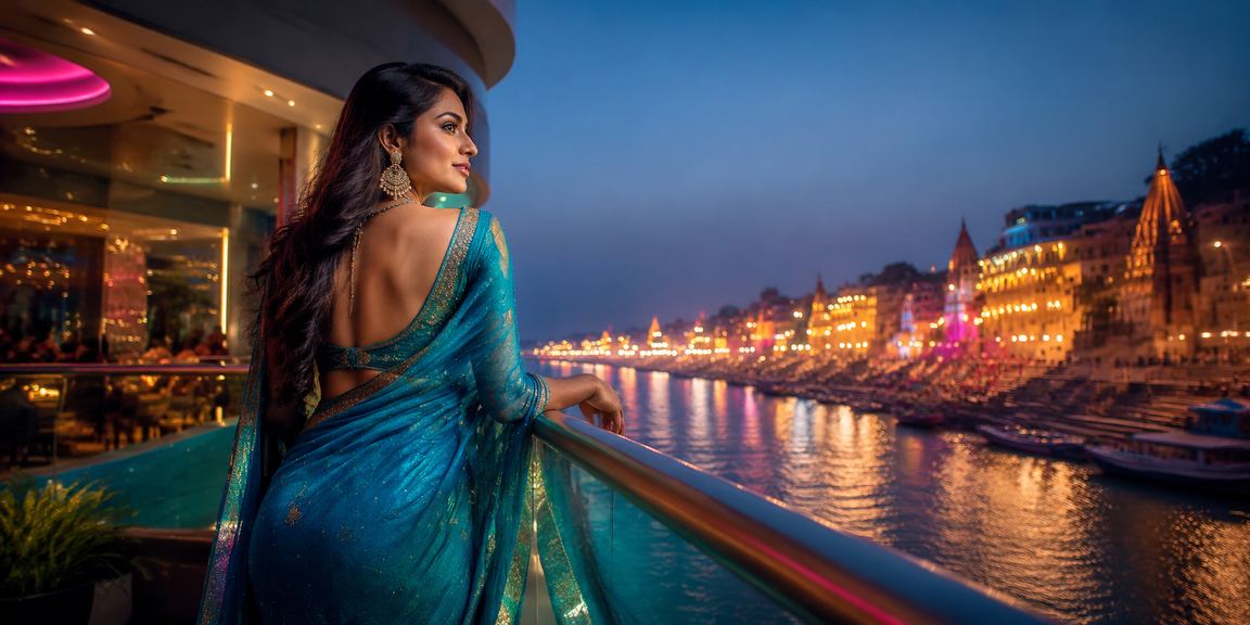 Serene view of Varanasi Ghats in the evening light